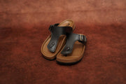 Men’s Brown & Black Leather Buckle Sandals with Brown Sole – Stylish & Comfortable-7 Man